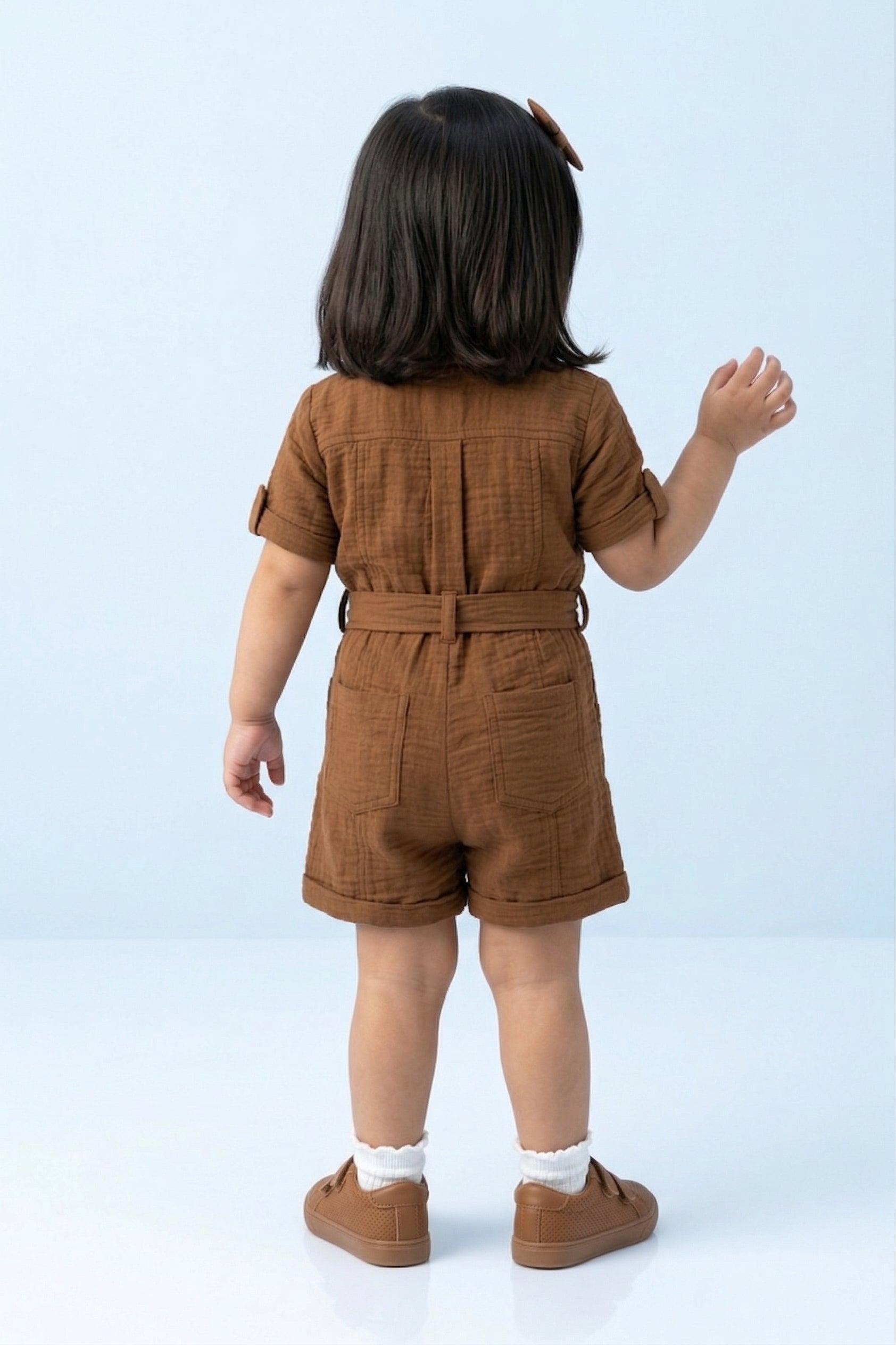 Brown Collared Button-Down Playsuit TSJP30540