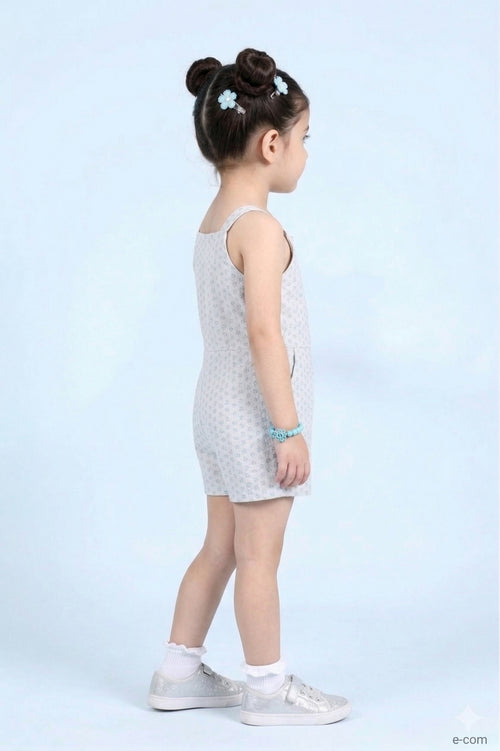 Blue Floral Sleeveless Top & Shorts Set TSJP30473