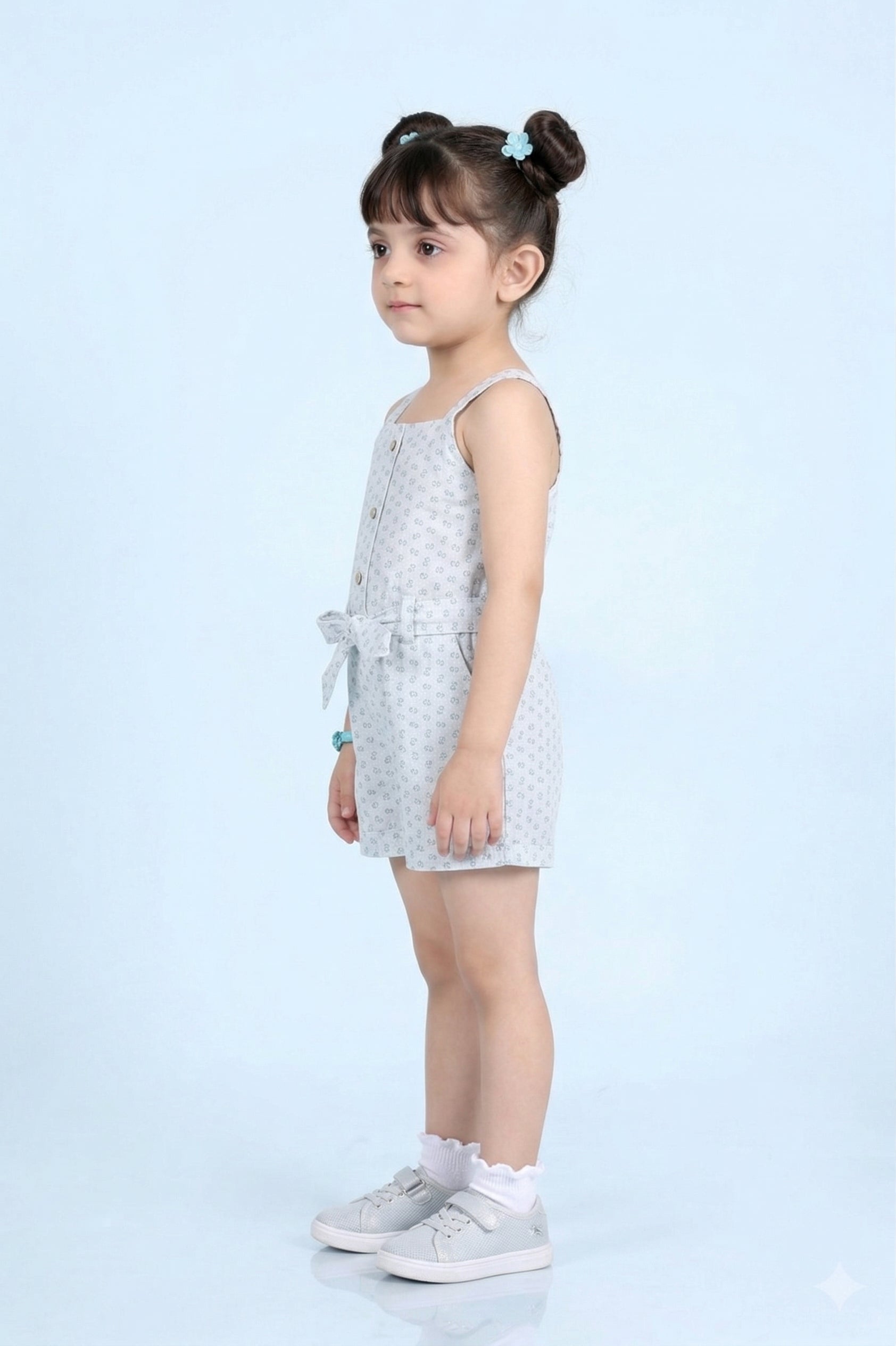 Blue Floral Sleeveless Top & Shorts Set TSJP30473