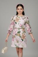 White Floral Long Sleeve Dress for Girls