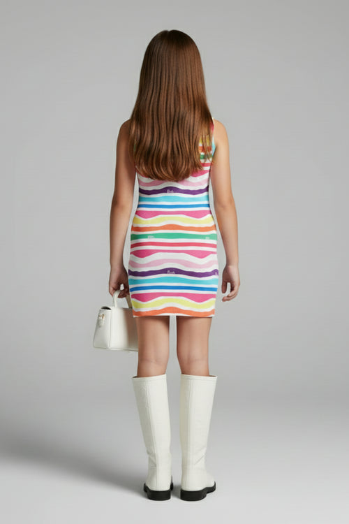 Barbie Multicolor Striped Sleeveless Bodycon Dress BAM1137