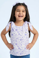 Partywear Lavender Floral Tie-Shoulder Top TG6343