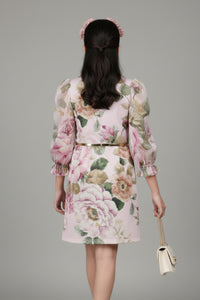 White Floral Long Sleeve Dress for Girls