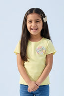 Yellow Ribbed Smile Patch Top TG6133