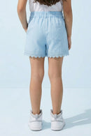 Girls Powder Blue Lace Hem Shorts H1037