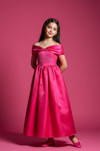 Barbie Girls Hot Pink Party Gown for Girls – Premium Kids Fashion