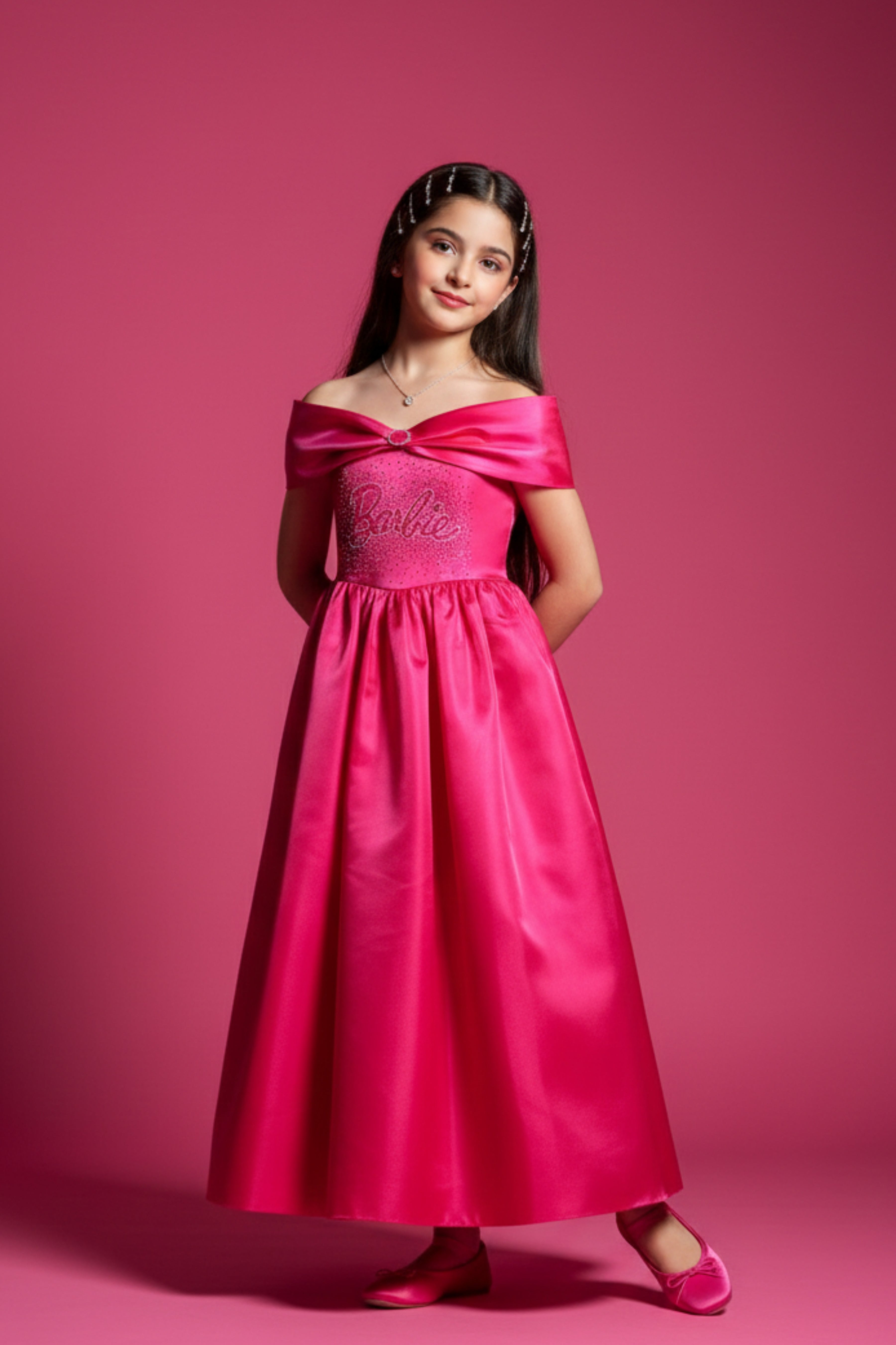 Barbie Girls Hot Pink Party Gown for Girls – Premium Kids Fashion