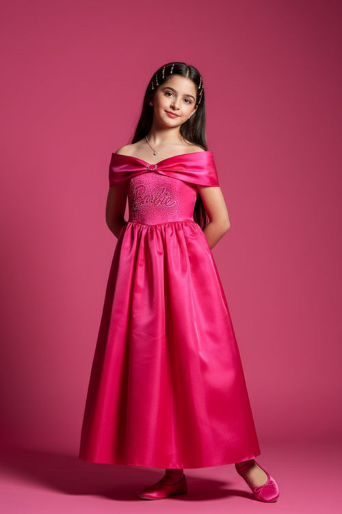 Girls Barbie Pink Party Dress BAG431