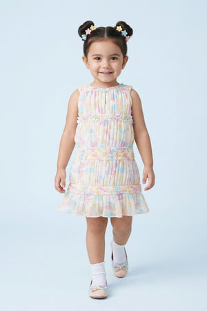 Girls Yellow Ruffle Tier Dress TSM30570