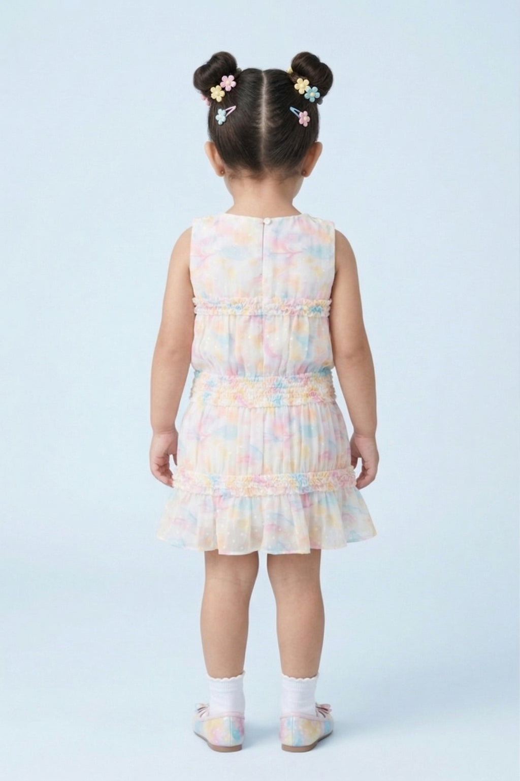Girls Yellow Ruffle Tier Dress TSM30570