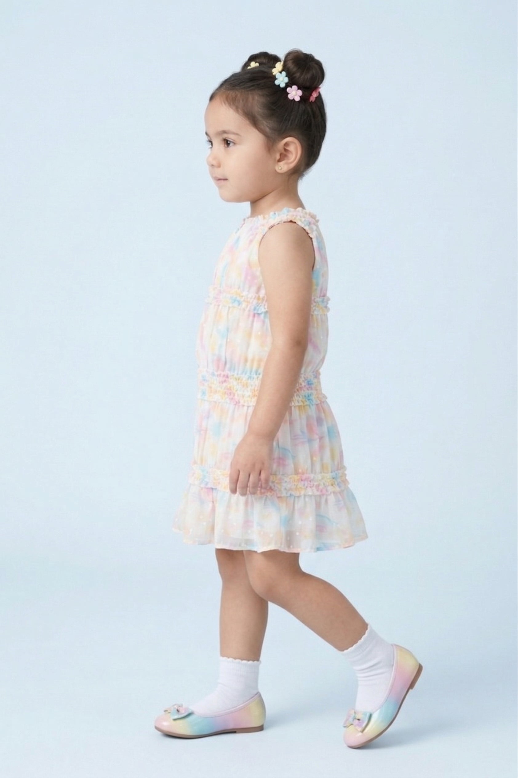 Girls Yellow Ruffle Tier Dress TSM30570