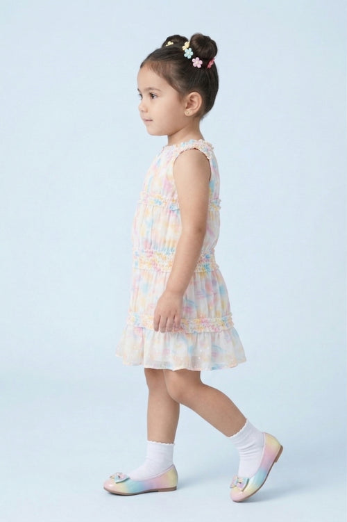 Girls Yellow Ruffle Tier Dress TSM30570