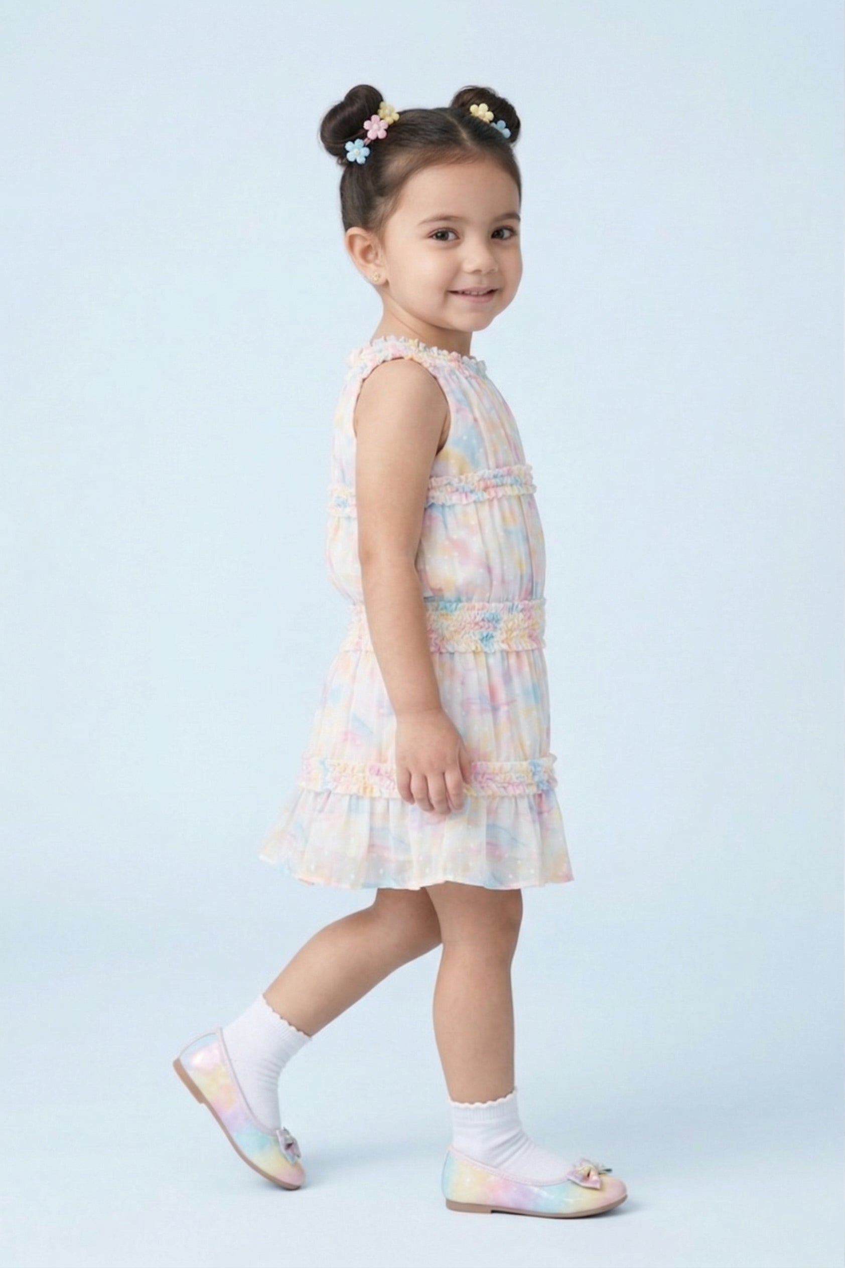 Girls Yellow Ruffle Tier Dress TSM30570