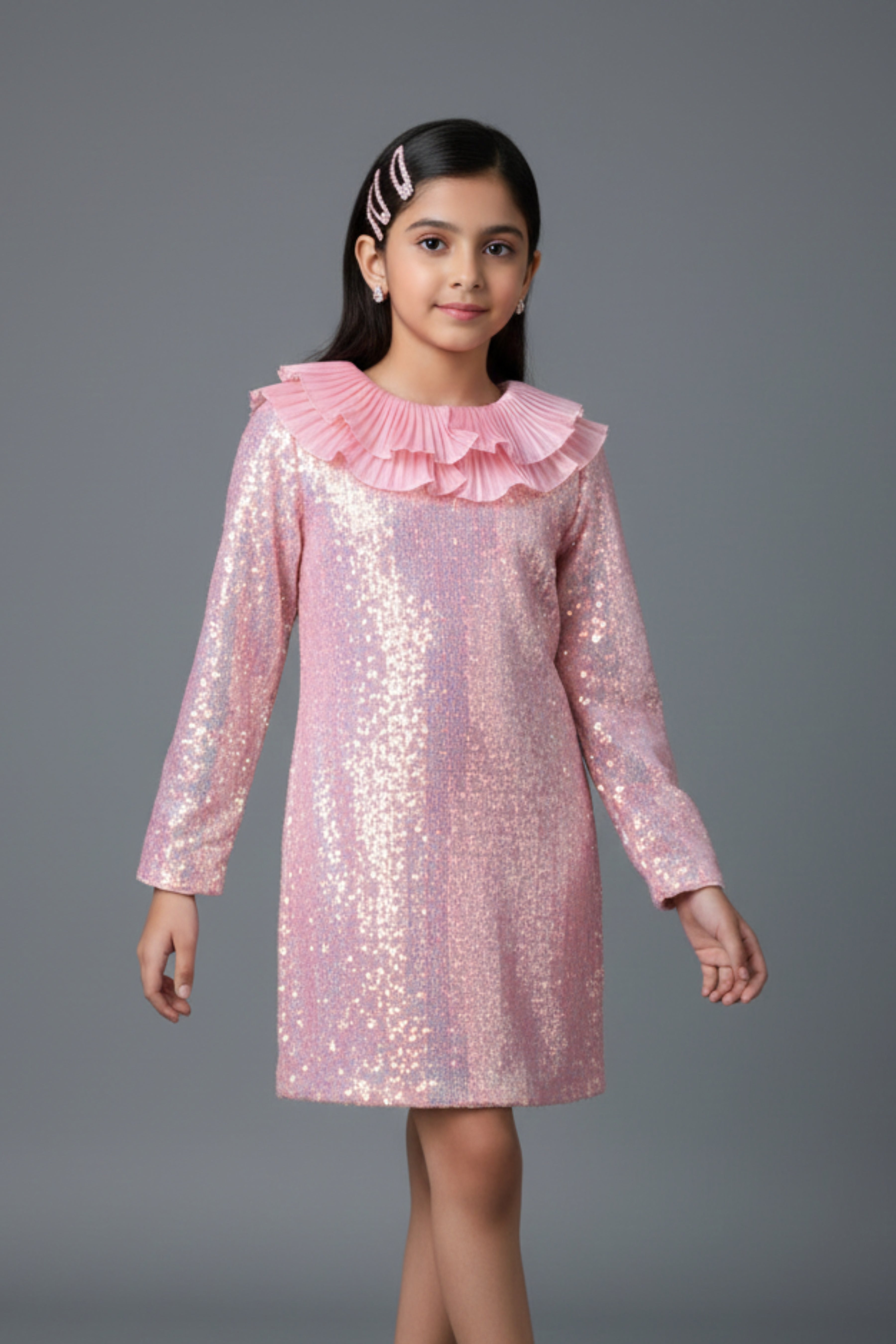 TinyGirls Peach Shimmer Party Dress – Elegant Occasion Wear