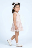 Girls Blush Stripe Sleeveless Tiered Dress TSM30466