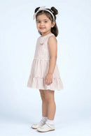 Girls Blush Stripe Sleeveless Tiered Dress TSM30466