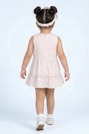 Girls Blush Stripe Sleeveless Tiered Dress TSM30466