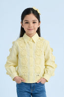Yellow Floral Lace Panel Shirt TG6500