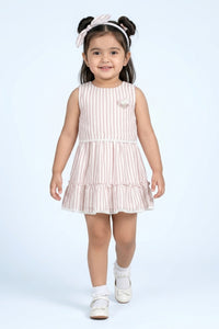 Girls Blush Stripe Sleeveless Tiered Dress TSM30466