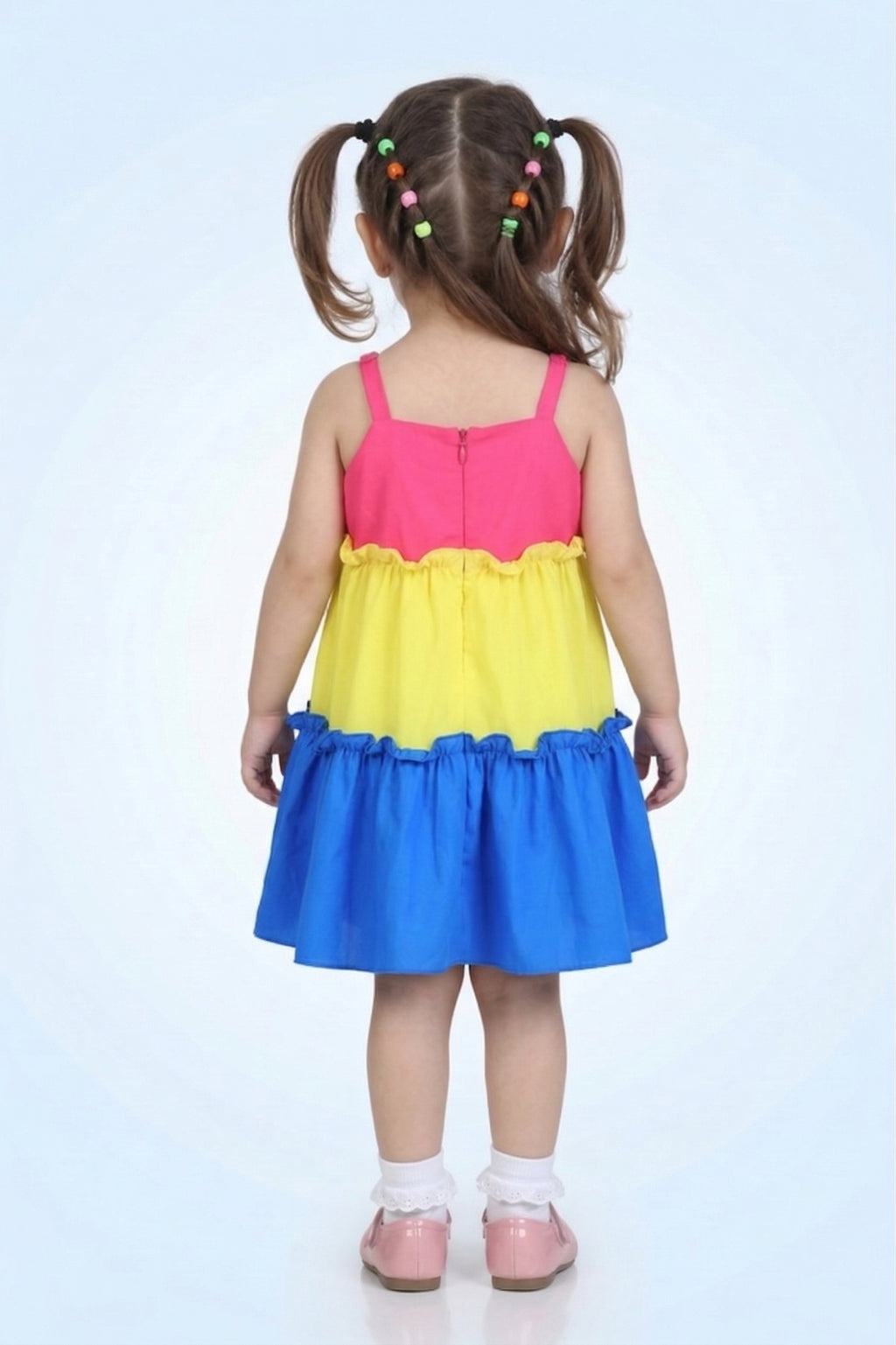 Girls Colorblock Ruffle Tier Summer Dress TSM30572