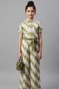 Tiny Girl Olive Green Printed Jumpsuit – Trendy Western Wear