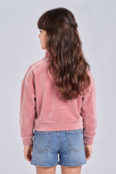 Barbie Peach Velour Half-Zip Pocket Sweatshirt BACO0022