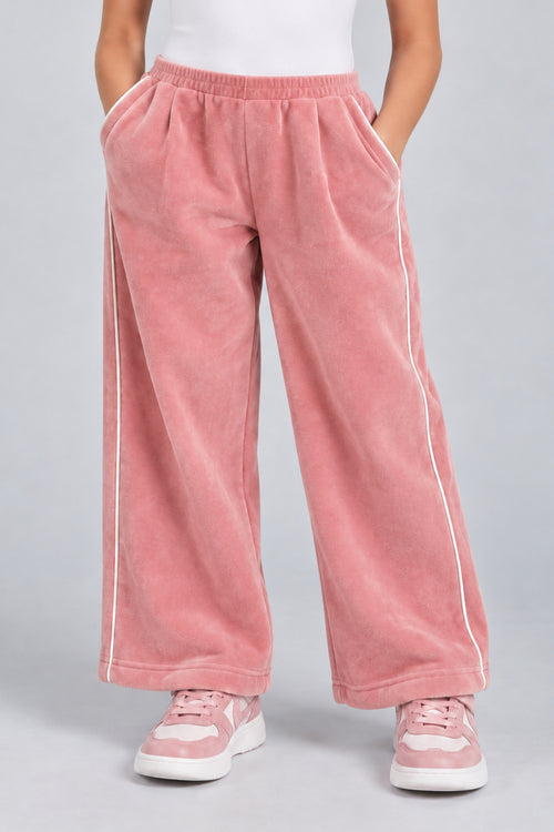 Barbie Peach Wide-Leg Pants with Contrast Piping BACO0022