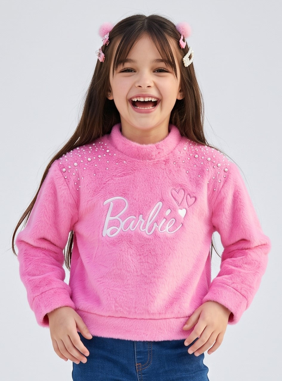 Barbie Pink Faux Fur Sweatshirt BACO0023