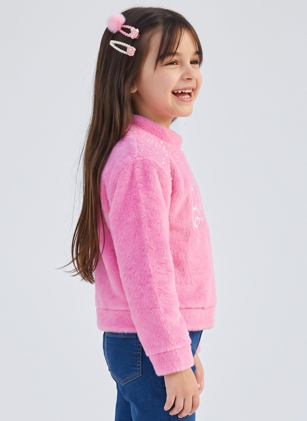 Barbie Pink Faux Fur Sweatshirt BACO0023