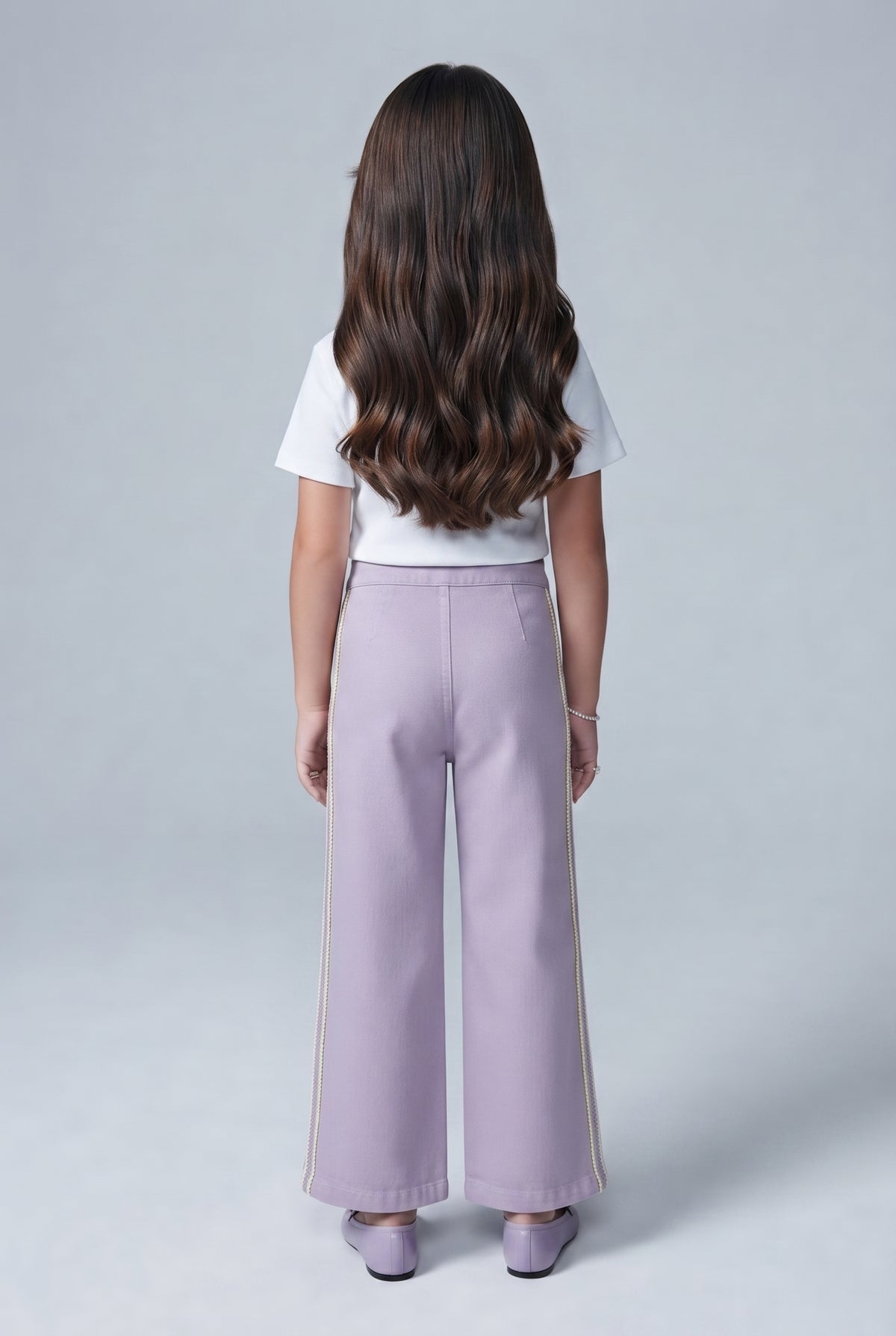 Barbie Lavender Wide-Leg Side Stripe Pants BACO0035