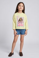 Barbie Yellow Graphic Full-Sleeve T-Shirt BACO0035