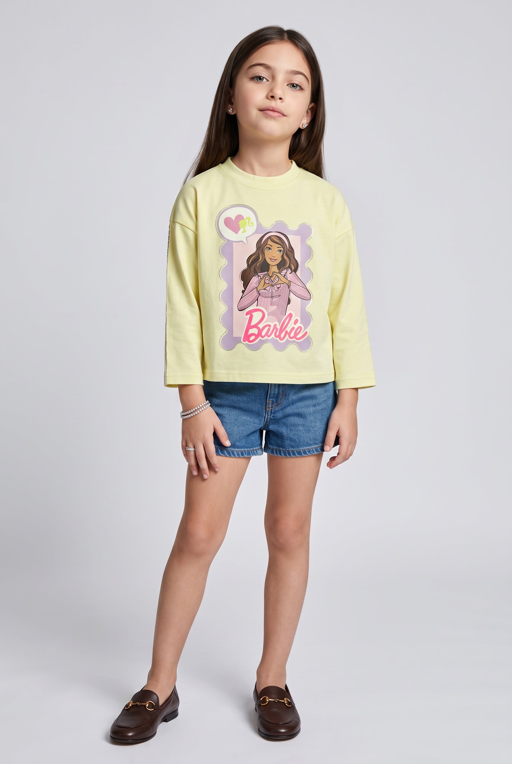 Barbie Yellow Graphic Full-Sleeve T-Shirt BACO0035