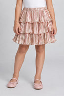 Barbie Blush Pink Metallic Tiered Pleated Skirt BACO0044