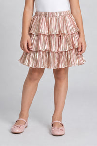 Barbie Blush Pink Metallic Tiered Pleated Skirt BACO0044