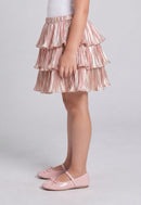 Barbie Blush Pink Metallic Tiered Pleated Skirt BACO0044