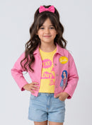 Barbie Pink Graphic Cropped Jacket and Top BACO0045