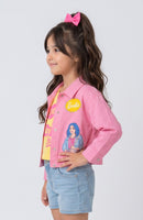 Barbie Pink Graphic Cropped Jacket and Top BACO0045