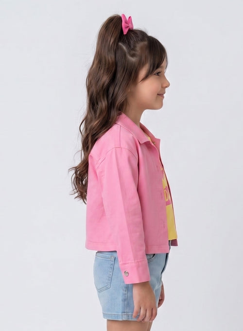 Barbie Pink Graphic Cropped Jacket and Top BACO0045