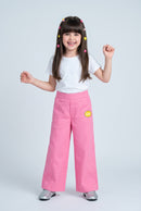 Barbie Pink Wide-Leg Pants with Logo Patch BACO0045