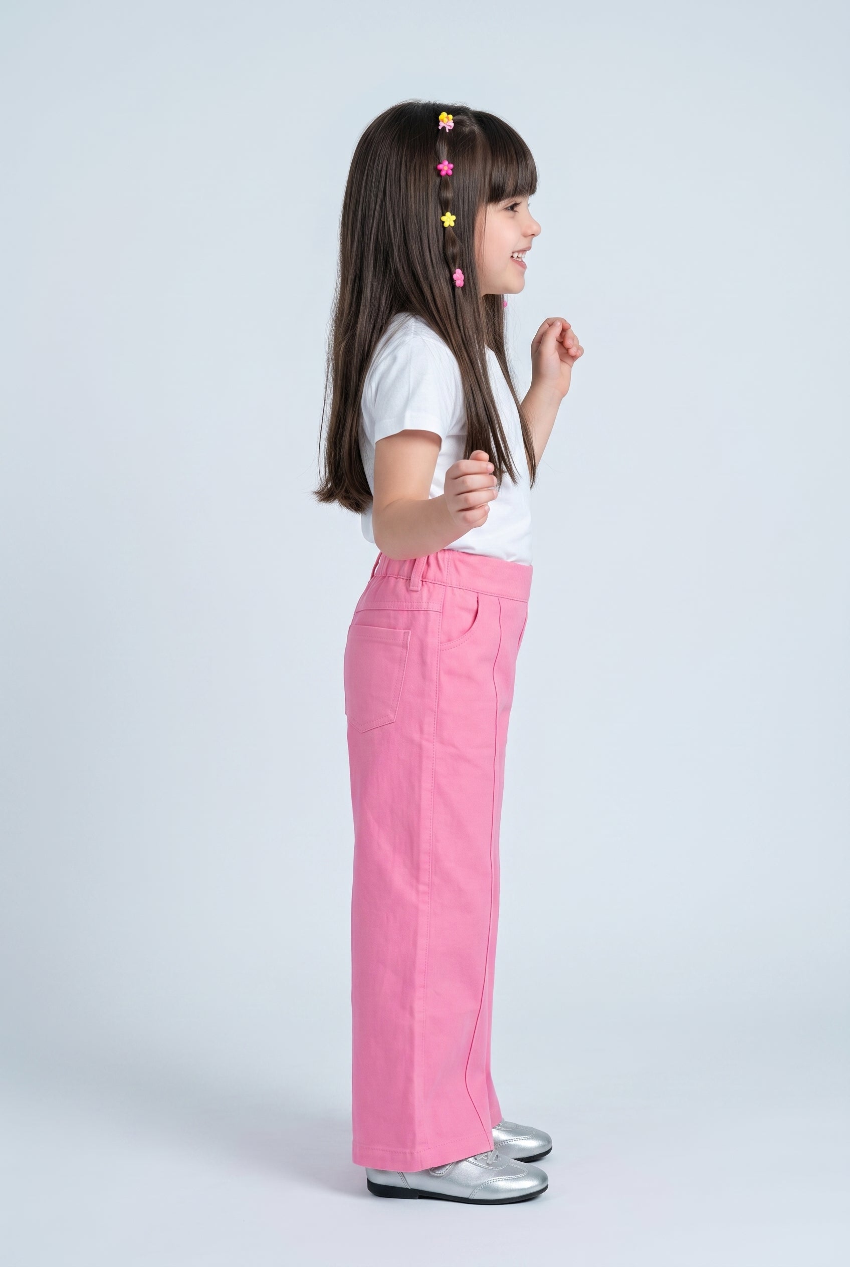 Barbie Pink Wide-Leg Pants with Logo Patch BACO0045