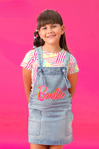 Tiny Girl Barbie Playful Denim Pinafore Set