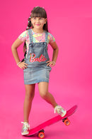 Tiny Girl Barbie Playful Denim Pinafore Set