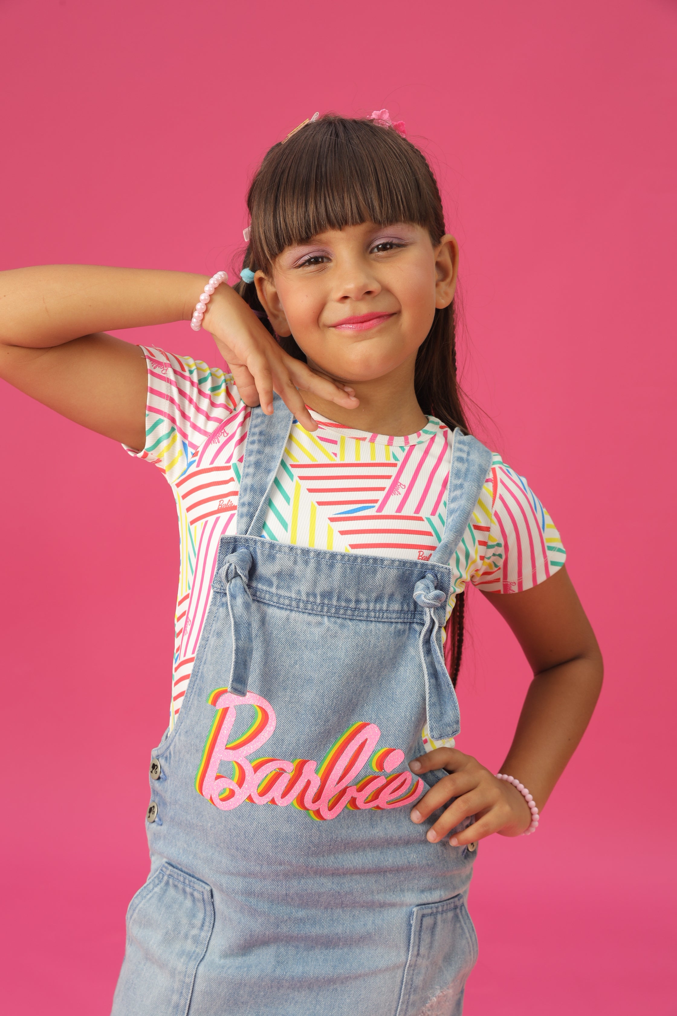 Tiny Girl Barbie Playful Denim Pinafore Set