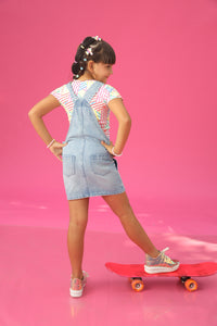 Tiny Girl Barbie Playful Denim Pinafore Set