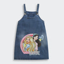 Barbie Medium Blue Denim Printed Pinafore Dress For Girls | Casual Kidswear | Kids | Tiny Girl India
