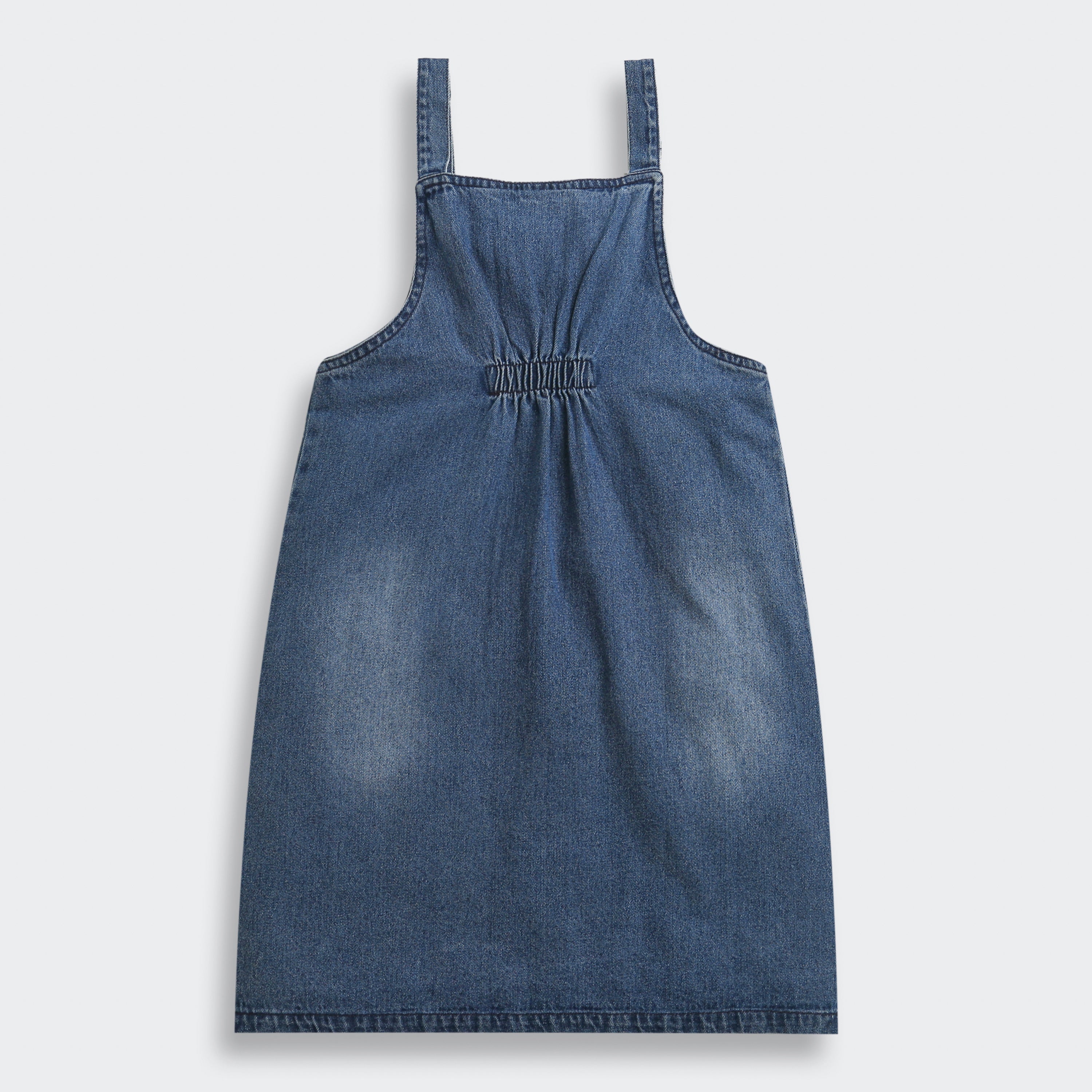 Barbie Medium Blue Denim Printed Pinafore Dress For Girls | Casual Kidswear | Kids | Tiny Girl India