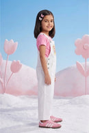 Barbie White Cotton Blend Dungaree BAD813