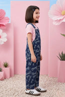 Barbie Navy Blue Denim Printed Dungaree BAD814
