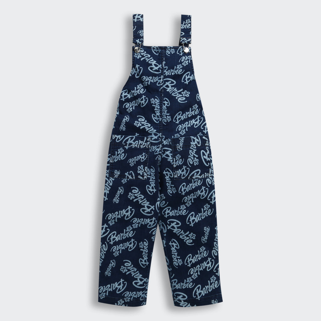 Barbie Navy Blue Denim Printed Dungaree BAD814
