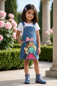 Barbie Light Blue Printed Dungaree BAD815